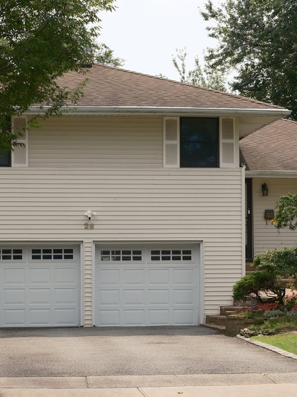 Garage door technician on the job